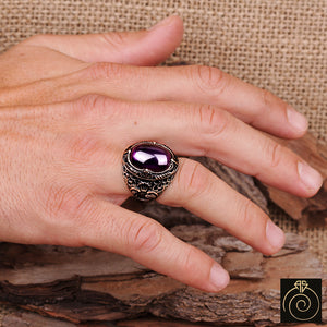 Amethyst Silver Men's Ring