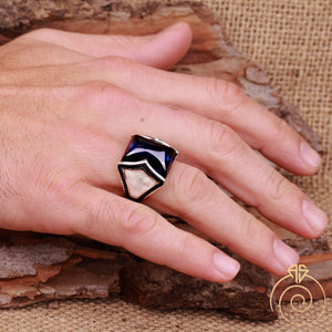 Sapphire Silver Men's Ring