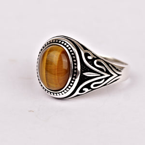 Tiger Eye Silver Men’s Ring