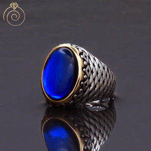 Cabochon-Blue-gemstone-mens-ring