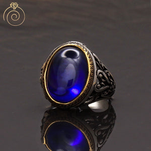 Cabochon-Blue-gemstone-mens-ring