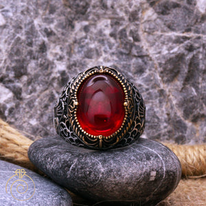 Cabochon-red-gemstone-mens-ring