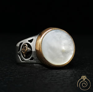 Mother of Pearl Silver Men's Ring