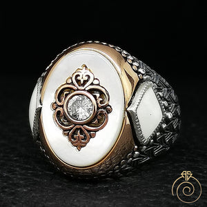 Mother of Pearl Heraldic Signet Ring