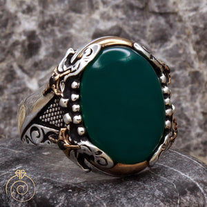 Green-agate-mens-silver-ring