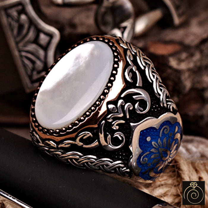 Mother of Pearl Silver Men’s Ring