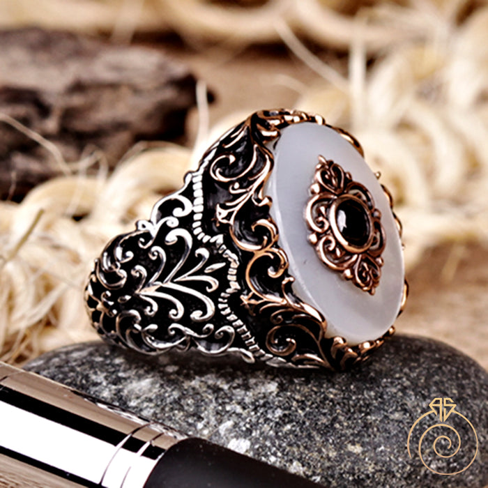 Mother of Pearl Silver Men’s Ring