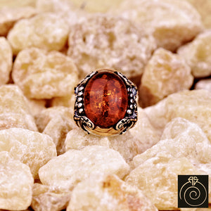 Amber Silver Men's Ring