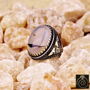 Agate Silver Men's Ring