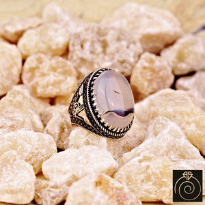 Agate Silver Men's Ring