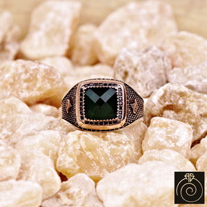 Emerald Silver Men's Ring