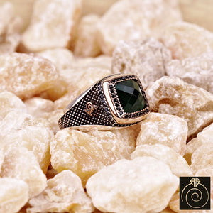 Emerald Silver Men's Ring