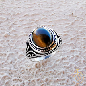 Tiger Eye Silver Men’s Ring