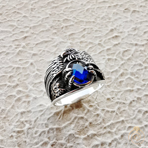 Eagle Protect Sapphire Stone Imperial Custom Men’s Ring