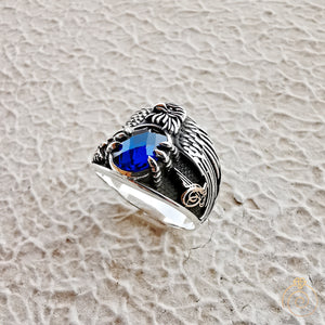 Eagle Protect Sapphire Stone Imperial Custom Men’s Ring