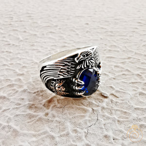 Eagle Protect Sapphire Stone Imperial Custom Men’s Ring