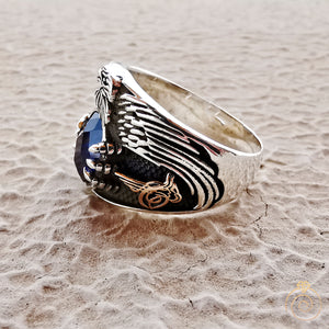 Eagle Protect Sapphire Stone Imperial Custom Men’s Ring