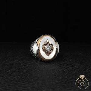 Mother of Pearl Heraldic Signet Ring