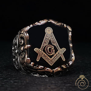 Mens Freemason Ring Square and Compass Masonic Jewelry