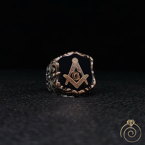 Mens Freemason Ring Square and Compass Masonic Jewelry