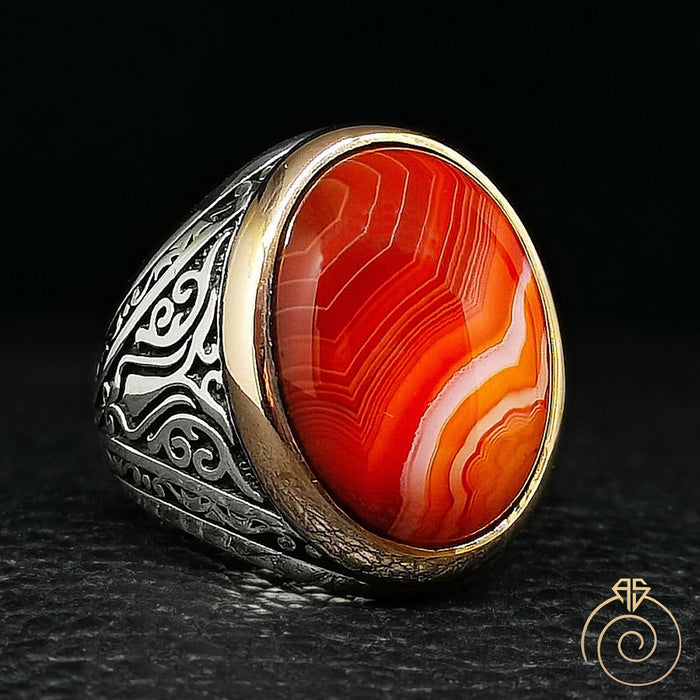 Agate Silver Men’s Ring