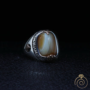 Agate Silver Men's Ring