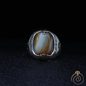 Agate Silver Men's Ring