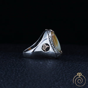 Agate Silver Men's Ring