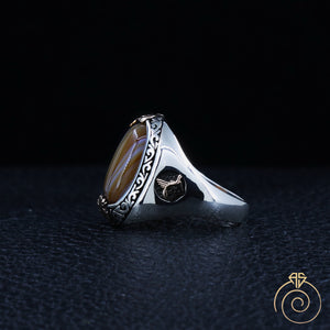 Agate Silver Men's Ring