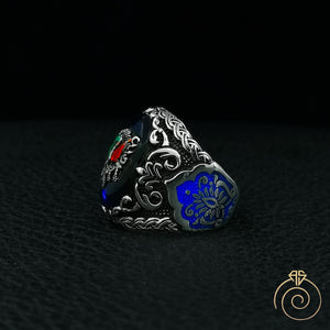 Sapphire Ottoman Silver Men’s Ring