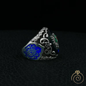 Sapphire Ottoman Silver Men’s Ring