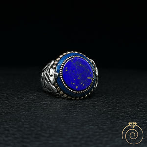 Lapis Lazuli Silver Men's Celtic Ring
