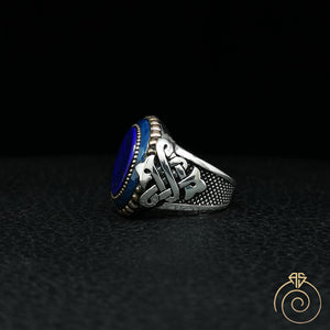 Lapis Lazuli Silver Men's Celtic Ring