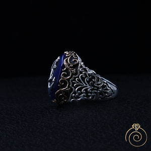 Sapphire Anchor Silver Men’s Ring