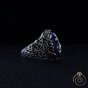 Sapphire Anchor Silver Men’s Ring