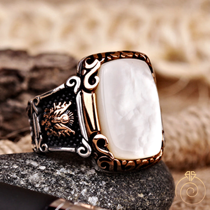 Mother of Pearl Silver Men’s Ring