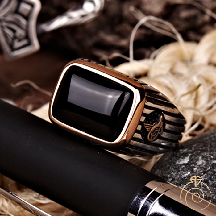 Mens black hot sale onyx pinky ring