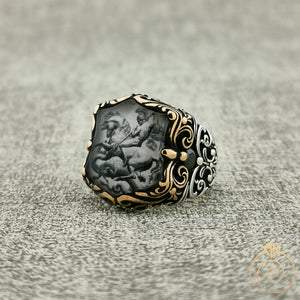 Saint George and Dragon Silver Men’s Ring