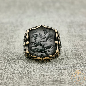 Saint George and Dragon Silver Men’s Ring