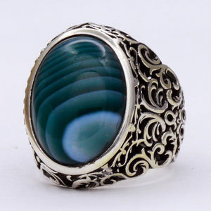 Green Agate Fantasy Men’s Ring