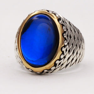 Sapphire Fish Scale Silver Men’s Ring