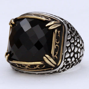 Black Quartz Alligator Scale Men’s Ring