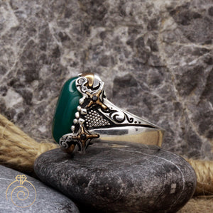 Green Agate Warrior Men’s Ring