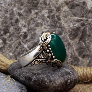 Green Agate Warrior Men’s Ring