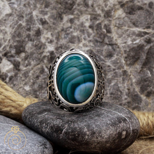 Green Agate Fantasy Men’s Ring