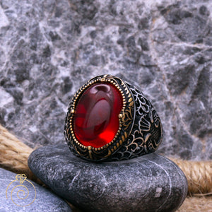 Ruby Byzantines Silver Men’s Ring