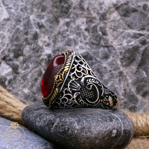 Ruby Byzantines Silver Men’s Ring