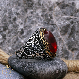 Ruby Byzantines Silver Men’s Ring