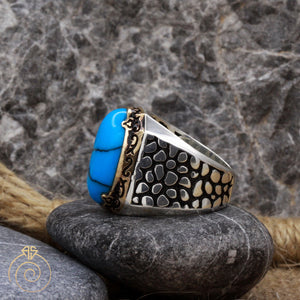 Turquoise Snake Scale Silver Men’s Ring