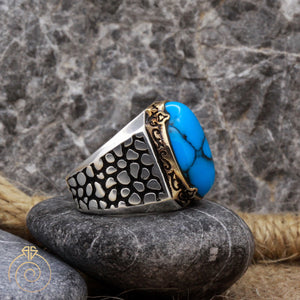 Turquoise Snake Scale Silver Men’s Ring